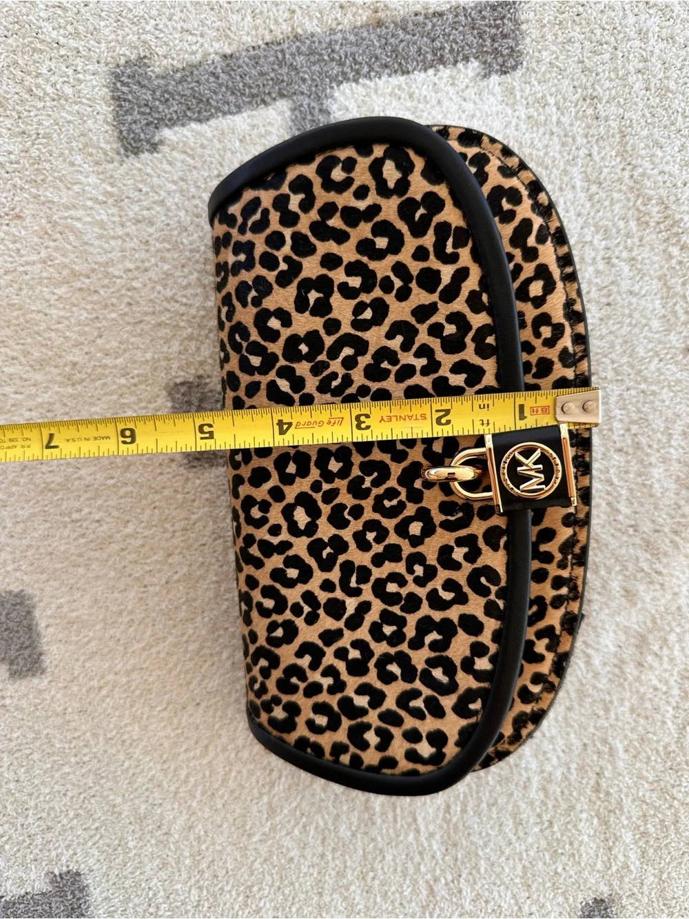 Michael Kors Leopard Print Crossbody in Tan and Black with Gold Lock